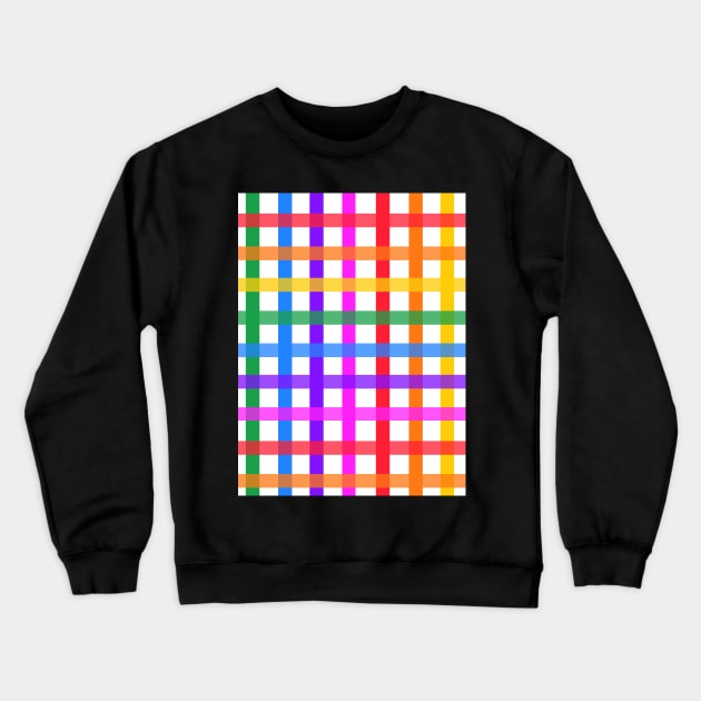 Bright rainbow plaid Crewneck Sweatshirt by bettyretro